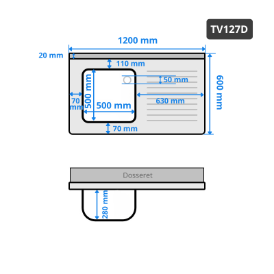 Plonge lave-vaisselle inox 1 bac - 1400 x 700 mm égouttoir droite PREMIUM / GOLDINOX