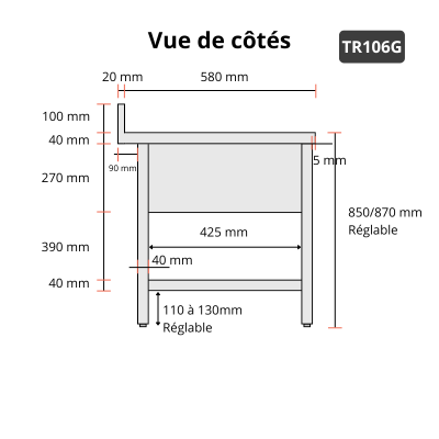 Plonge inox 1000x600 avec 1 bac à droite et égouttoir à gauche PREMIUM - GOLDINOX Plonge inox 1000x600 avec 1 bac à droite et égouttoir à gauche PREMIUM - GOLDINOX