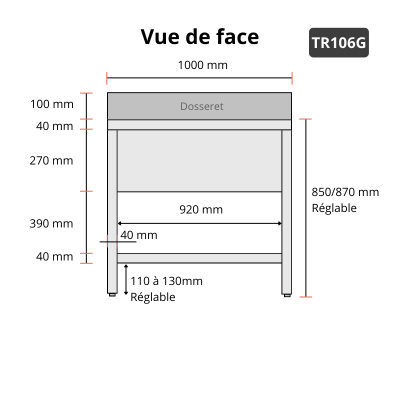 Plonge inox 1000x600 avec 1 bac à droite et égouttoir à gauche IDEAL - GOLDINOX