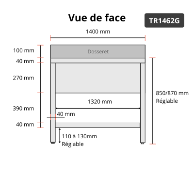 Plonge inox 1400x600mm avec 2 bacs à droite et égouttoir à gauche PREMIUM - GOLDINOX Plonge inox 1400x600mm avec 2 bacs à droite et égouttoir à gauche PREMIUM - GOLDINOX