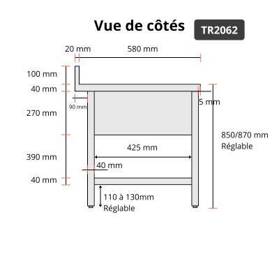 Plonge inox 2 bacs - 2000 x 600 mm égouttoir droite et gauche PREMIUM / GOLDINOX 