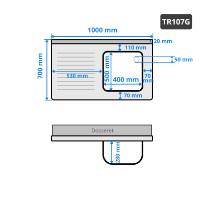 Plonge inox 1 bac - 1000 x 700 mm égouttoir gauche PREMIUM / GOLDINOX Plonge inox 1 bac - 1000 x 700 mm égouttoir gauche PREMIUM / GOLDINOX