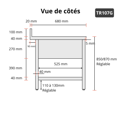 Plonge inox 1 bac - 1000 x 700 mm égouttoir gauche PREMIUM / GOLDINOX Plonge inox 1 bac - 1000 x 700 mm égouttoir gauche PREMIUM / GOLDINOX