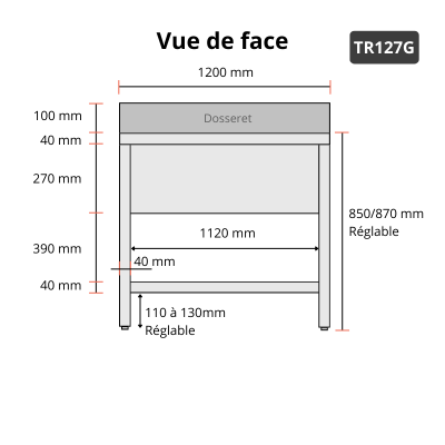 Plonge inox 1 bac - 1200 x 700 mm égouttoir gauche PREMIUM / GOLDINOX Plonge inox 1 bac - 1200 x 700 mm égouttoir gauche PREMIUM / GOLDINOX