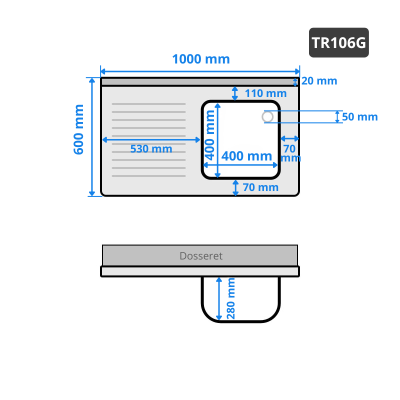 Plonge inox 1000x600 avec 1 bac à droite et égouttoir à gauche PREMIUM - GOLDINOX Plonge inox 1000x600 avec 1 bac à droite et égouttoir à gauche PREMIUM - GOLDINOX