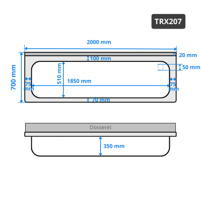 Plonge inox 1 grande cuve - 2000 x 700 mm / GOLDINOX