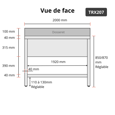 Plonge inox 1 grande cuve - 2000 x 700 mm / GOLDINOX