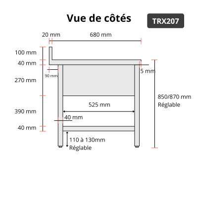 Plonge inox 1 grande cuve - 2000 x 700 mm / GOLDINOX