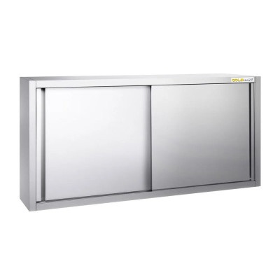 Placard mural inox 1800x400 mm - Hauteur 800 mm avec portes coulissantes IDEAL - GOLDINOX