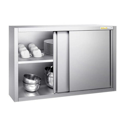 Placard mural inox 1200x400 mm - Hauteur 800 mm ouvert IDEAL - GOLDINOX