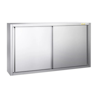 Placard mural inox 1400x400 mm - Hauteur 1000 mm avec portes coulissantes IDEAL - GOLDINOX