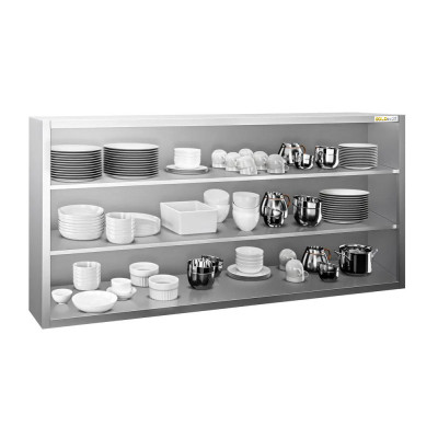 Placard mural inox 2000x400 mm - Hauteur 1000 mm avec portes coulissantes IDEAL - GOLDINOX