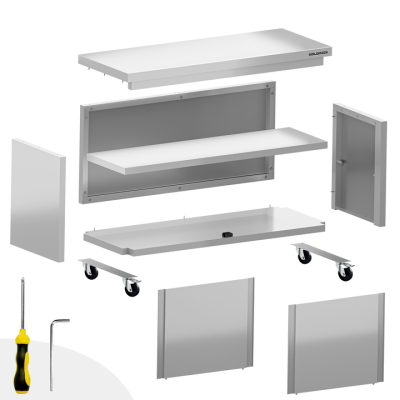 Meuble bas inox 2000 x 700 mm sur roulettes PREMIUM / GOLDINOX