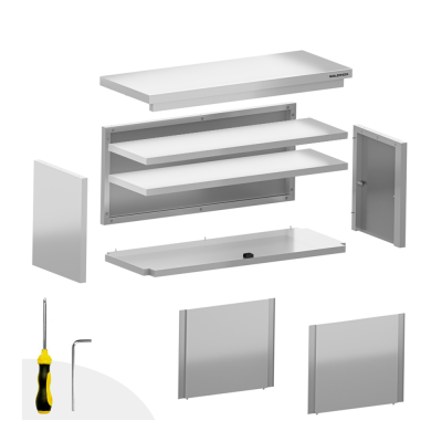 Placard mural inox 1600x400 mm - Hauteur 1000 mm ouvert PREMIUM - GOLDINOX