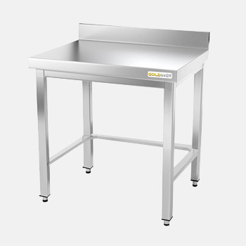 Table de travail inox avec renfort et dosseret profondeur 500 mm