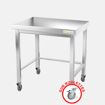 Table de travail inox sur roulettes avec renfort profondeur 700 mm