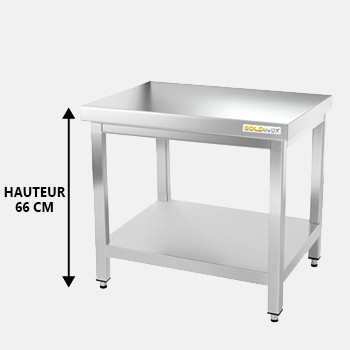 Table de travail inox soubassement profondeur 500 mm