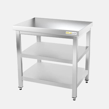 Table de travail inox avec 2 étagères inférieures profondeur 500 mm