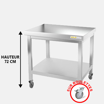  Table de travail inox soubassement sur roulettes profondeur 500 mm