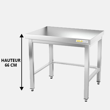 Table de travail inox soubassement avec renfort profondeur 800 mm
