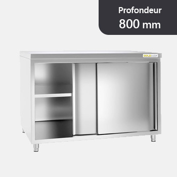 Meuble bas inox avec portes coulissantes profondeur 800 mm
