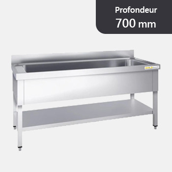 Plonge inox 1 grande cuve - Profondeur 700 mm