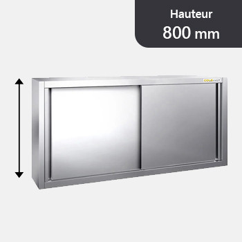 Placard mural inox avec portes coulissantes Hauteur 800 mm