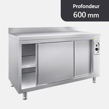 Armoire chauffante avec portes coulissantes et dosseret profondeur 600 mm
