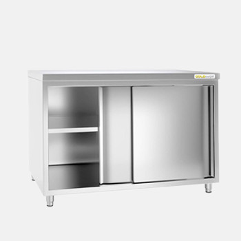 Meuble bas inox avec portes coulissantes profondeur 600 mm