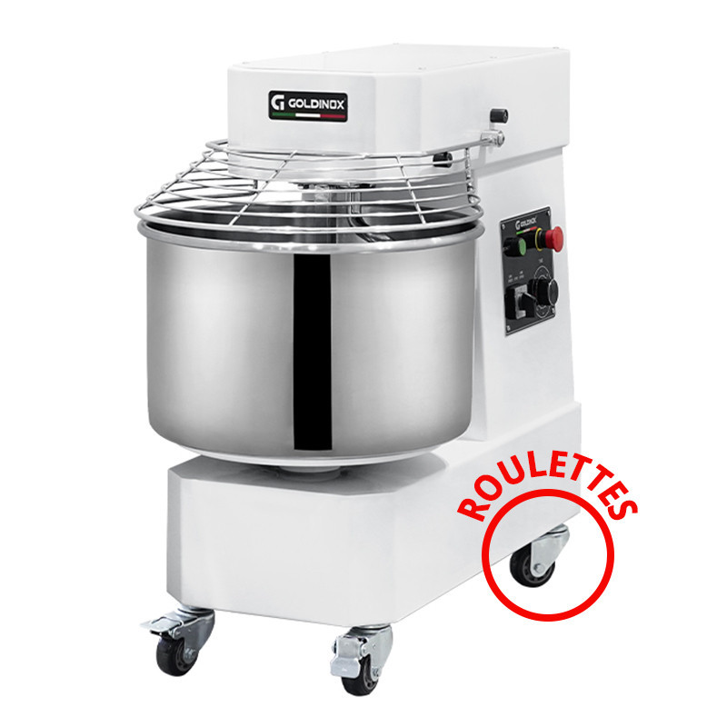 Pétrin à pâte 20L sur roulettes - 2 vitesses + minuteur (380V)